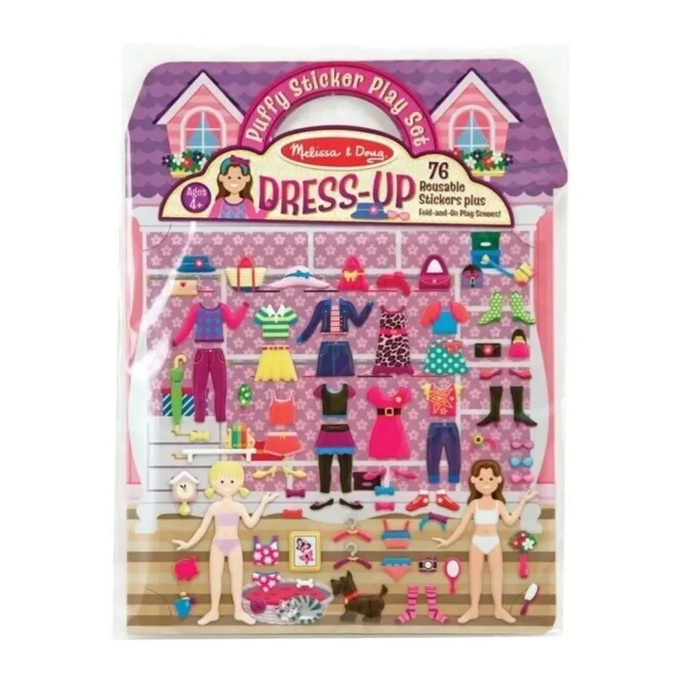 Melissa & Doug Dress Up 76 Reusable Puffy Sticker Play Set w/ Fold & Go Scenes